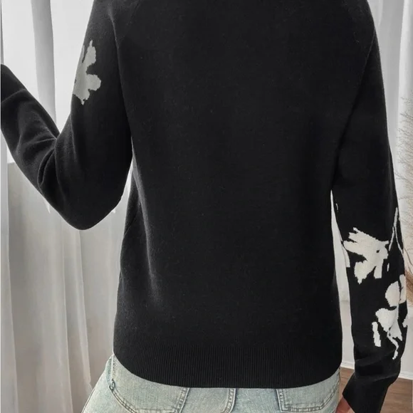 👁️New black floral print long sleeve sweater - Picture 6 of 6